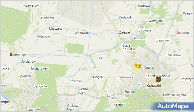 mapa Gaj gmina Brzeziny, Gaj gmina Brzeziny na mapie Targeo