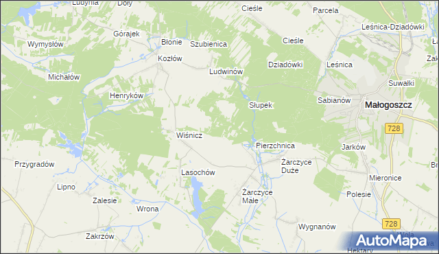 mapa Góry Lasochowskie, Góry Lasochowskie na mapie Targeo