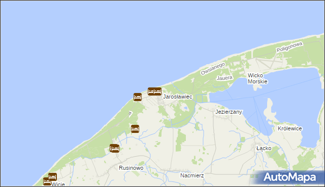 mapa Jarosławiec gmina Postomino, Jarosławiec gmina Postomino na mapie Targeo