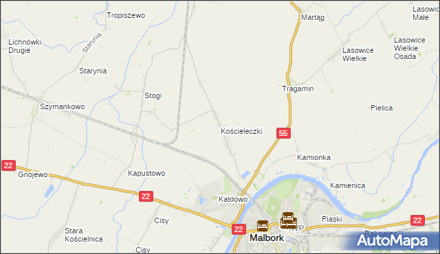 mapa Kościeleczki, Kościeleczki na mapie Targeo