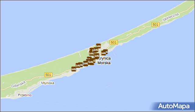 mapa Krynica Morska, Krynica Morska na mapie Targeo