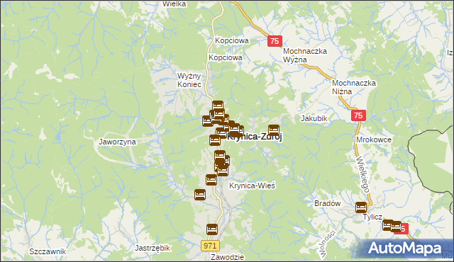 mapa Krynica-Zdrój, Krynica-Zdrój na mapie Targeo