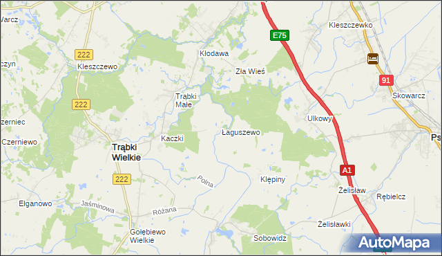 mapa Łaguszewo, Łaguszewo na mapie Targeo