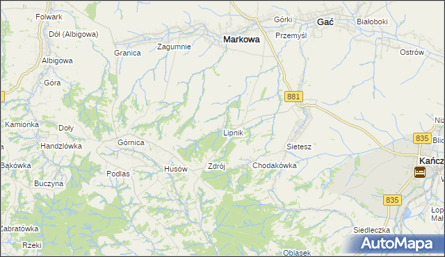 mapa Lipnik gmina Kańczuga, Lipnik gmina Kańczuga na mapie Targeo