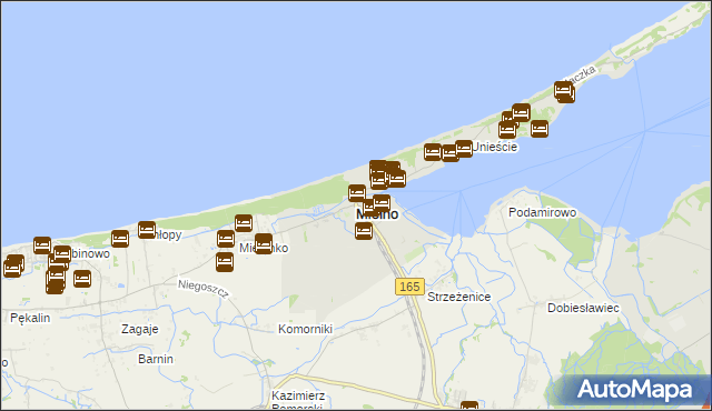 mapa Mielno powiat koszaliński, Mielno powiat koszaliński na mapie Targeo