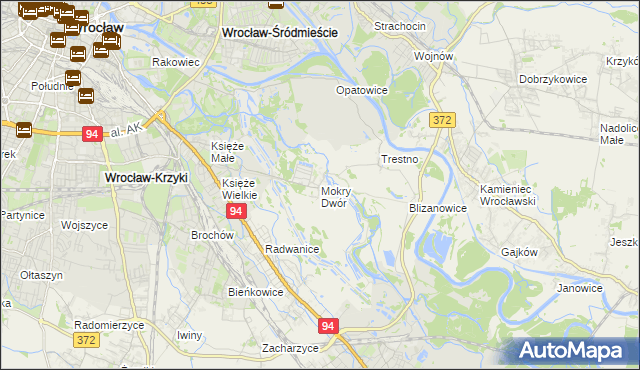 mapa Mokry Dwór gmina Siechnice, Mokry Dwór gmina Siechnice na mapie Targeo