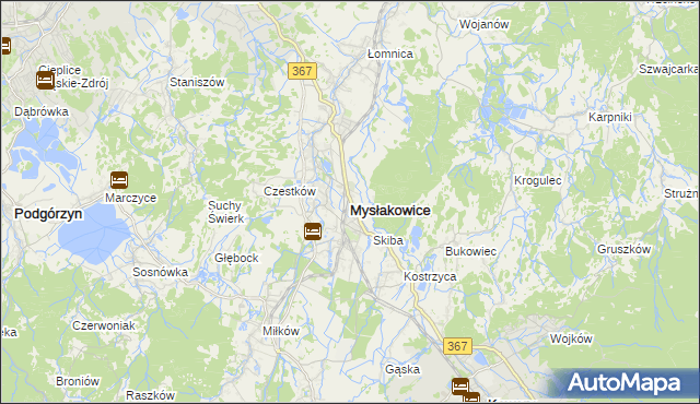 mapa Mysłakowice, Mysłakowice na mapie Targeo