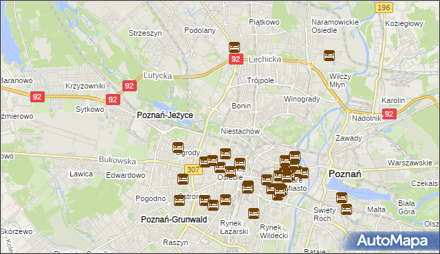 mapa Niestachów gmina Poznań, Niestachów gmina Poznań na mapie Targeo