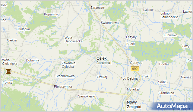 mapa Osiek Jasielski, Osiek Jasielski na mapie Targeo