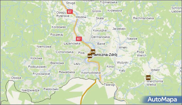 mapa Piwniczna-Zdrój, Piwniczna-Zdrój na mapie Targeo