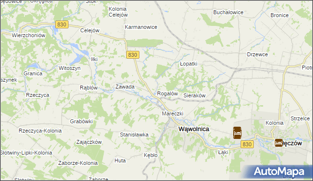 mapa Rogalów gmina Wąwolnica, Rogalów gmina Wąwolnica na mapie Targeo