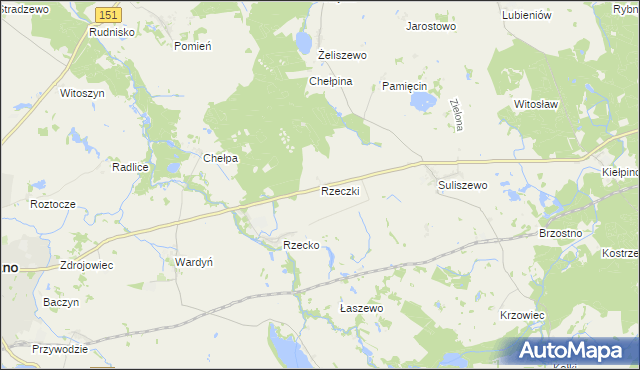 mapa Rzeczki gmina Choszczno, Rzeczki gmina Choszczno na mapie Targeo