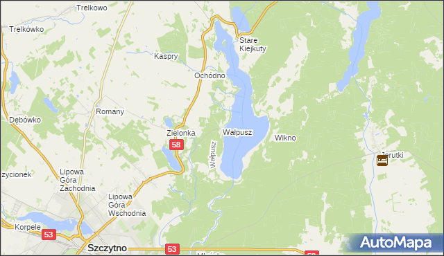 mapa Wałpusz, Wałpusz na mapie Targeo