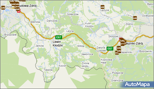 mapa Witów gmina Lewin Kłodzki, Witów gmina Lewin Kłodzki na mapie Targeo