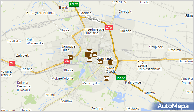 mapa Zamościa, Zamość na mapie Targeo
