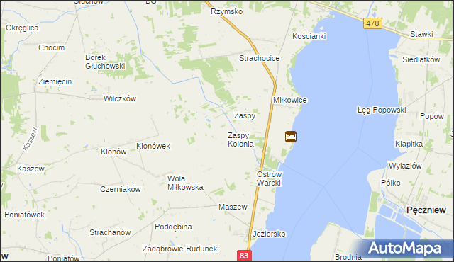 mapa Zaspy Kolonia, Zaspy Kolonia na mapie Targeo