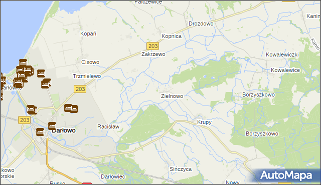 mapa Zielnowo gmina Darłowo, Zielnowo gmina Darłowo na mapie Targeo