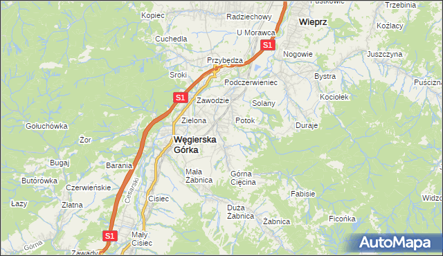 mapa Cięcina, Cięcina na mapie Targeo