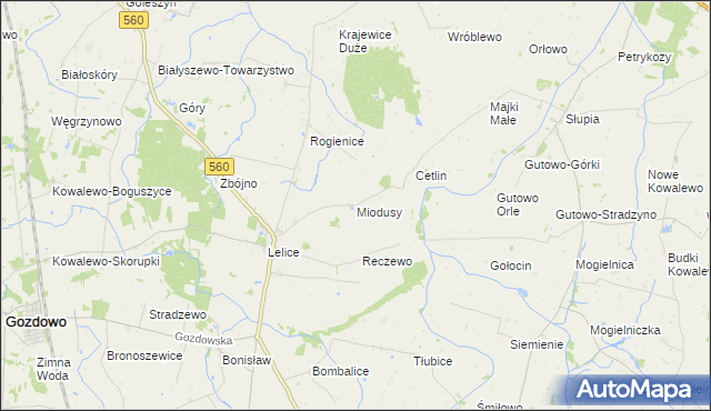 mapa Miodusy, Miodusy na mapie Targeo