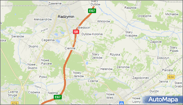 mapa Stary Janków, Stary Janków na mapie Targeo