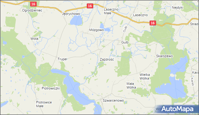 mapa Zazdrość gmina Iława, Zazdrość gmina Iława na mapie Targeo