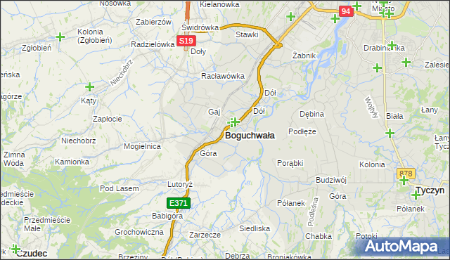 mapa Boguchwała powiat rzeszowski, Boguchwała powiat rzeszowski na mapie Targeo