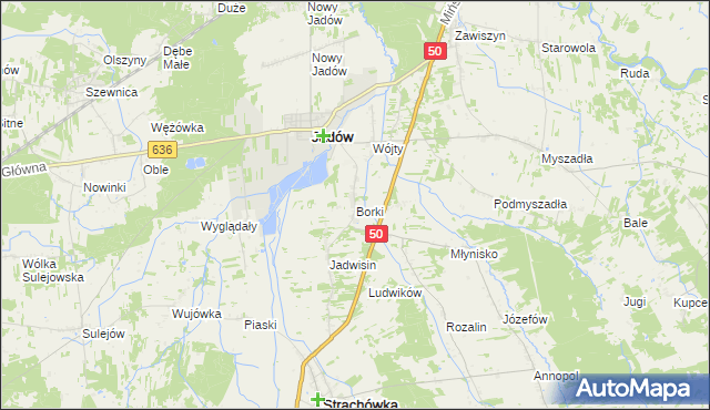 mapa Borki gmina Jadów, Borki gmina Jadów na mapie Targeo