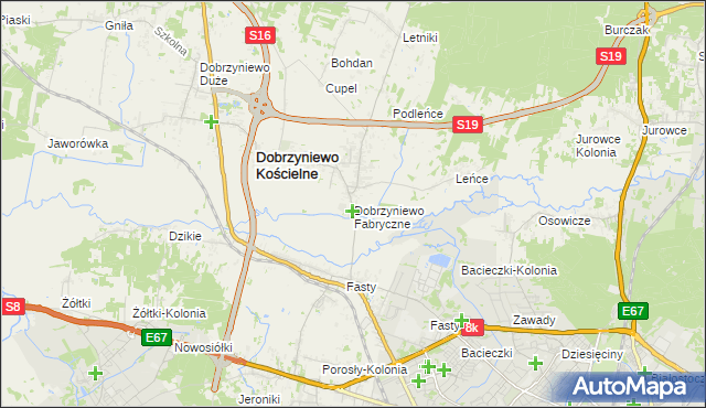 mapa Dobrzyniewo Fabryczne, Dobrzyniewo Fabryczne na mapie Targeo