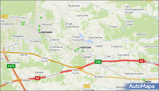mapa Halinów powiat miński, Halinów powiat miński na mapie Targeo
