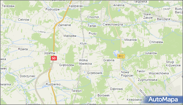 mapa Iłówiec gmina Mińsk Mazowiecki, Iłówiec gmina Mińsk Mazowiecki na mapie Targeo