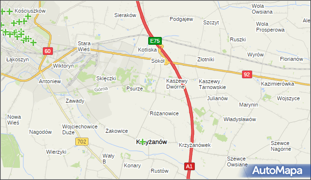 mapa Kaszewy-Spójnia, Kaszewy-Spójnia na mapie Targeo