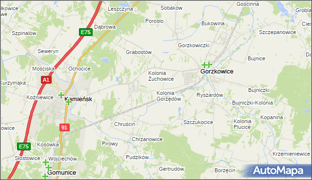 mapa Kolonia Gorzędów, Kolonia Gorzędów na mapie Targeo