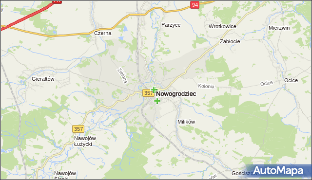 mapa Nowogrodziec, Nowogrodziec na mapie Targeo