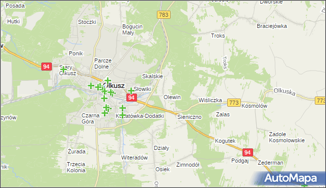mapa Olewin gmina Olkusz, Olewin gmina Olkusz na mapie Targeo