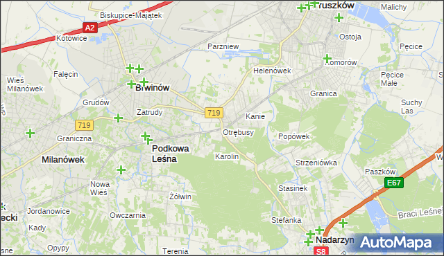 mapa Otrębusy, Otrębusy na mapie Targeo