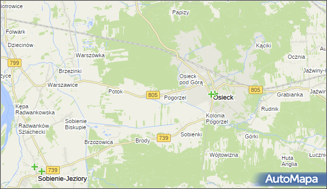 mapa Pogorzel gmina Osieck, Pogorzel gmina Osieck na mapie Targeo
