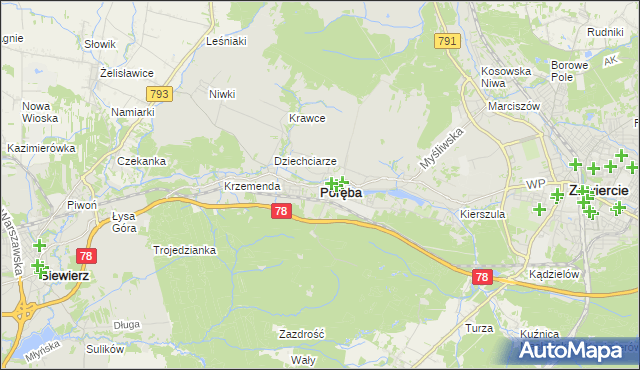 mapa Poręba powiat zawierciański, Poręba powiat zawierciański na mapie Targeo