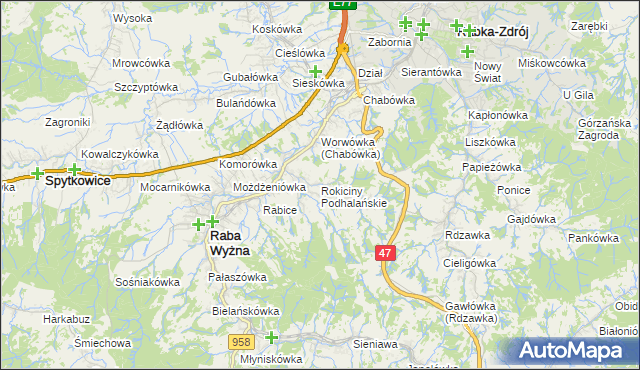 mapa Rokiciny Podhalańskie, Rokiciny Podhalańskie na mapie Targeo