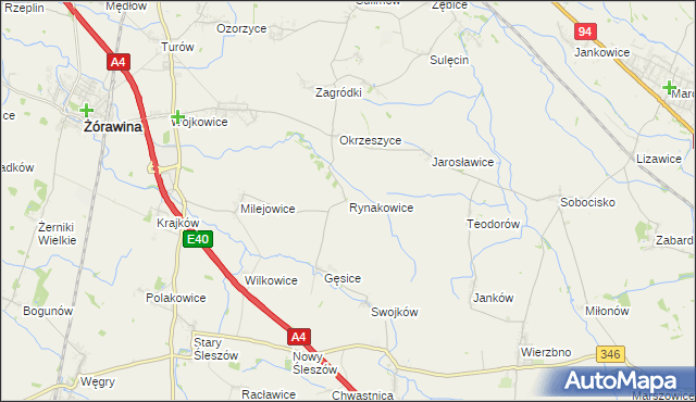 mapa Rynakowice, Rynakowice na mapie Targeo