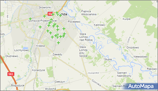 mapa Stara Łomża przy Szosie, Stara Łomża przy Szosie na mapie Targeo