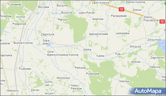 mapa Wólka gmina Poddębice, Wólka gmina Poddębice na mapie Targeo