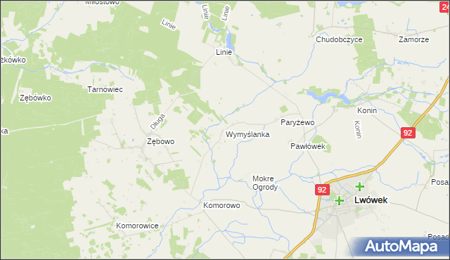 mapa Wymyślanka gmina Lwówek, Wymyślanka gmina Lwówek na mapie Targeo