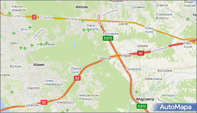 mapa Zagórze gmina Wiązowna, Zagórze gmina Wiązowna na mapie Targeo