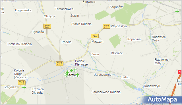mapa Zosin gmina Bełżyce, Zosin gmina Bełżyce na mapie Targeo