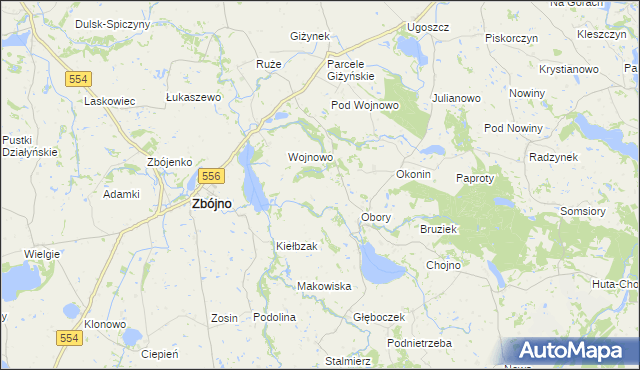mapa Kazimierzewo gmina Zbójno, Kazimierzewo gmina Zbójno na mapie Targeo