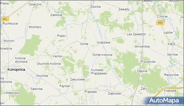 mapa Ochle-Kolonia, Ochle-Kolonia na mapie Targeo