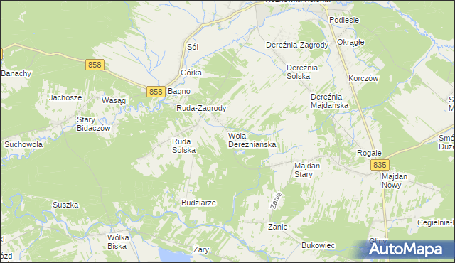 mapa Wola Dereźniańska, Wola Dereźniańska na mapie Targeo