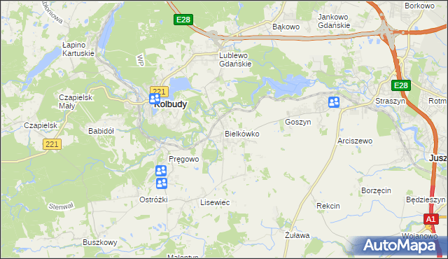 mapa Bielkówko, Bielkówko na mapie Targeo