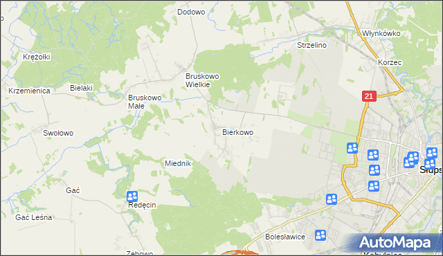 mapa Bierkowo, Bierkowo na mapie Targeo