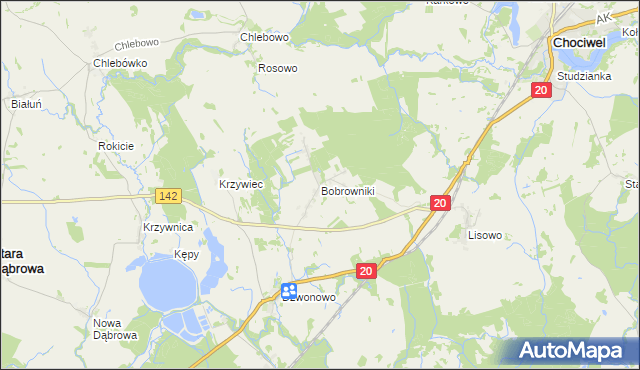 mapa Bobrowniki gmina Chociwel, Bobrowniki gmina Chociwel na mapie Targeo